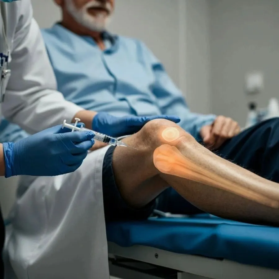 Physiotherapist assessing a patient's knee
